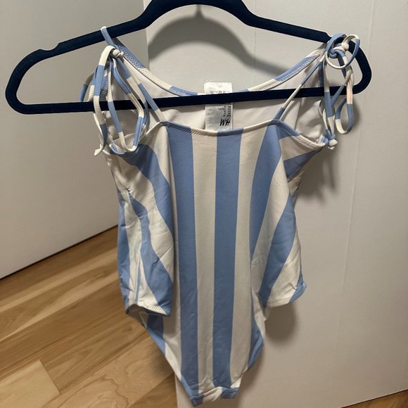 H&M White & Blue Striped One-Piece Swimsuit - Picture 3 of 3